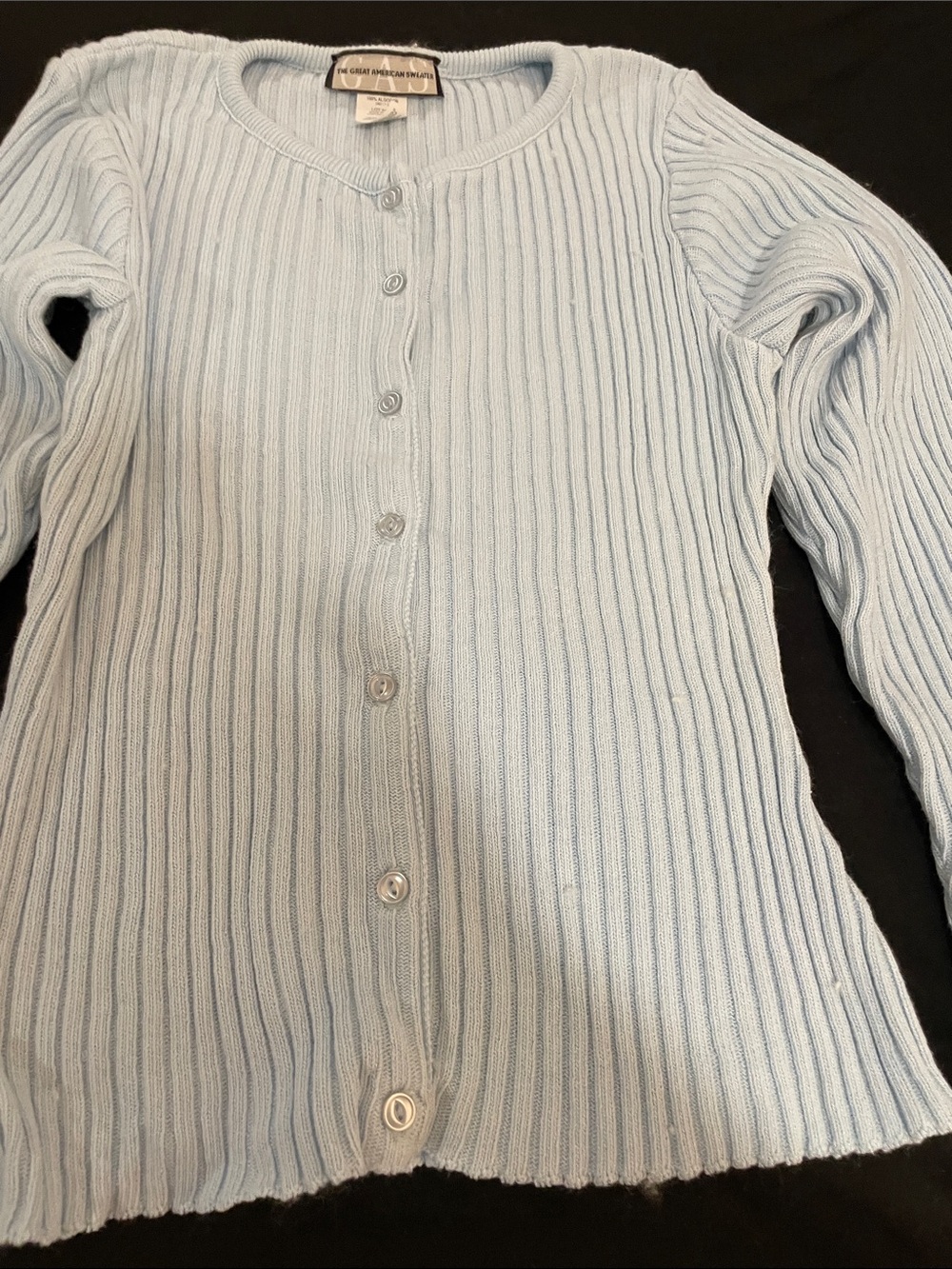 Lauren Ralph Lauren Pale Blue Ribbed Button Cardigan